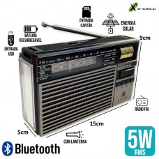 Caixa de Som Rádio Bluetooth Retrô KTF-1440 X-Cell - Cinza